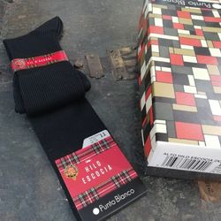 Calcetines hombre alto hilo de escocia 13400-30 punto blanco