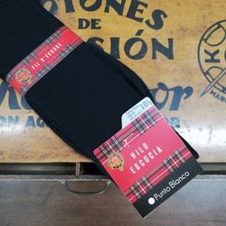 Calcetines negros hombre hilo de escocia - punto blanco