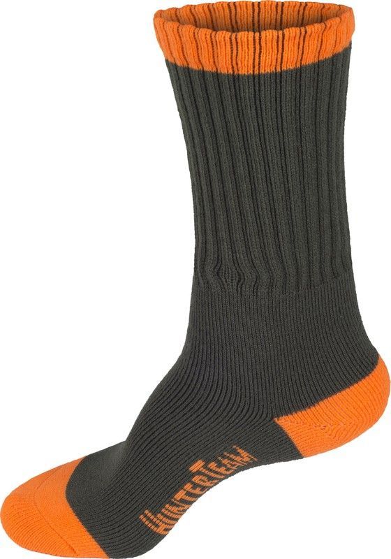 Calcetines, pack de tres pares, elásticos Verde Caza / Naranja