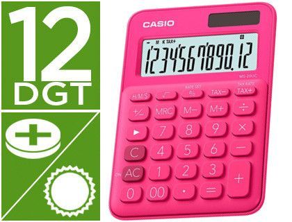 Calculadora casio ms-20uc-rd sobremesa 12 digitos tax +/- color fucsia