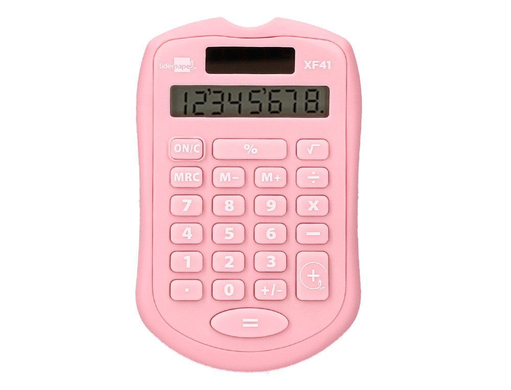 Calculadora liderpapel bolsillo xf41 8 digitos solar y pilas color rosa 94x59,5x10,5mm