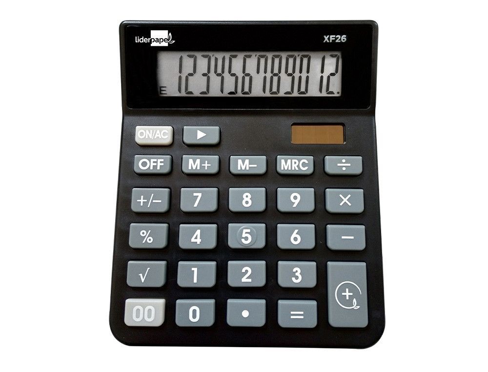 Calculadora liderpapel sobremesa xf26 12 digitos solar y pilas 127x105x24 mm color negro
