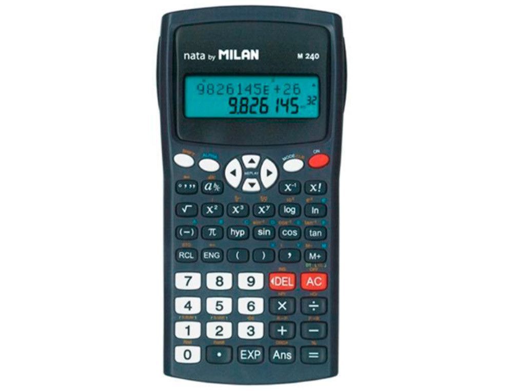 Calculadora milan cientifica m240 black 2 lineas 240 funciones 10+2 digitos color negra con tapa color gris
