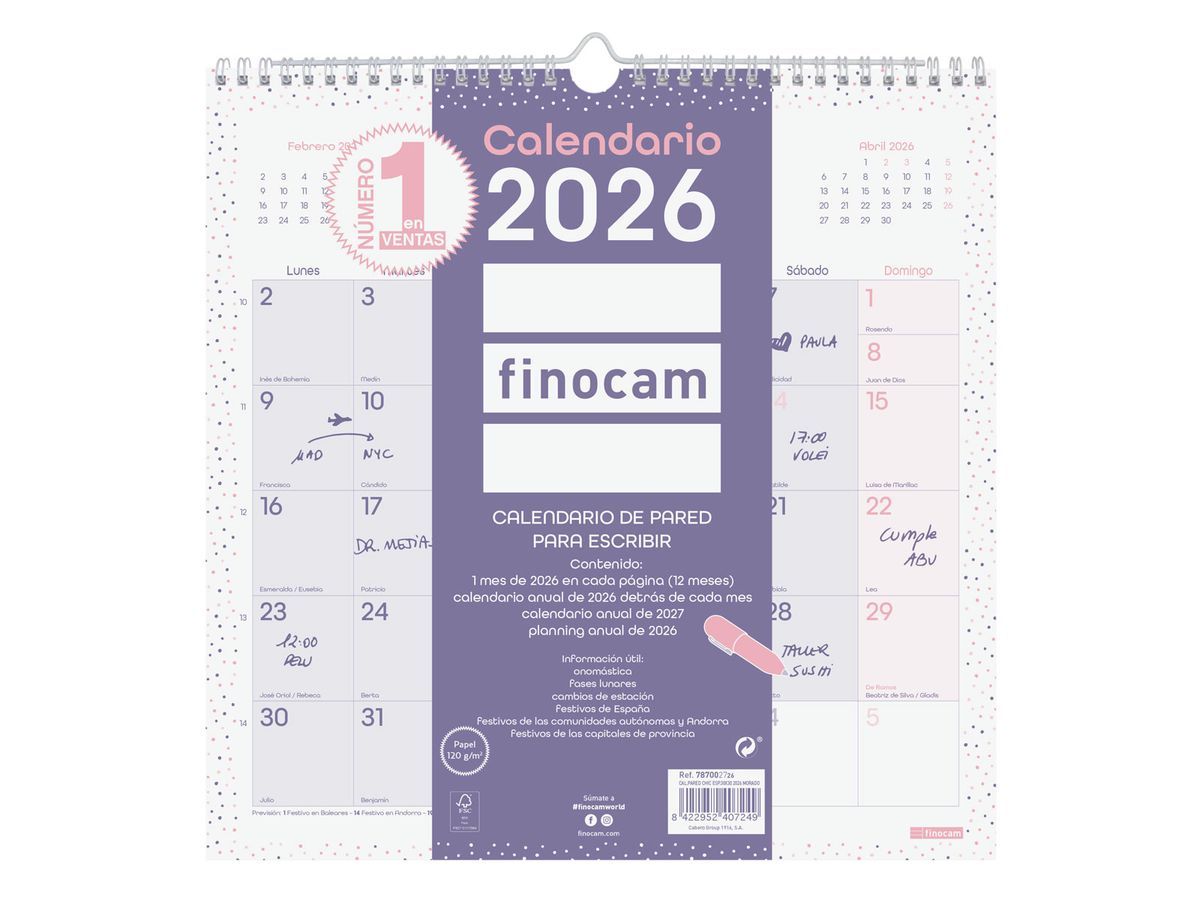 Calendario Pared Chic Es30X30 2026 Morado