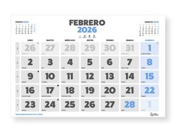 Calendario pared liderpapel clasico 2026 lomo engomado 60x40 cm papel 105 gr
