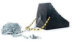 Calzo rueda caucho con cadena y asa transporte trasera de cuerda