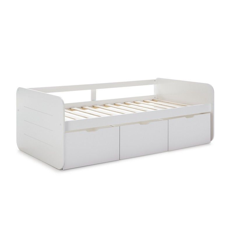 Cama de 90 cm de madera en blanco, 195,2 x 105 x 70 cm | Abbot