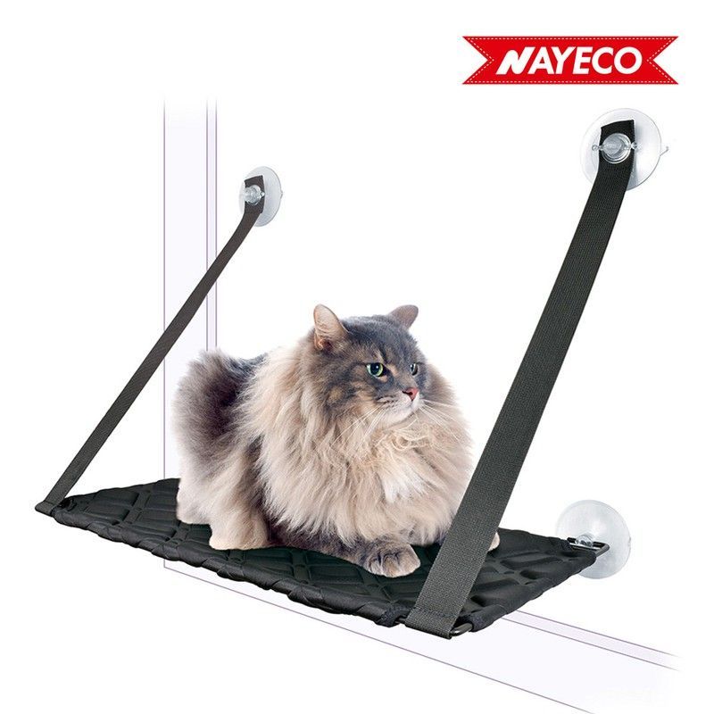 Cama gato con ventosas para ventana color negro 65x18x25cm