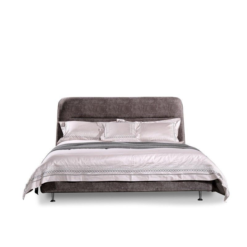 Cama tapizada gris 150 x 200 cm | TROMSO