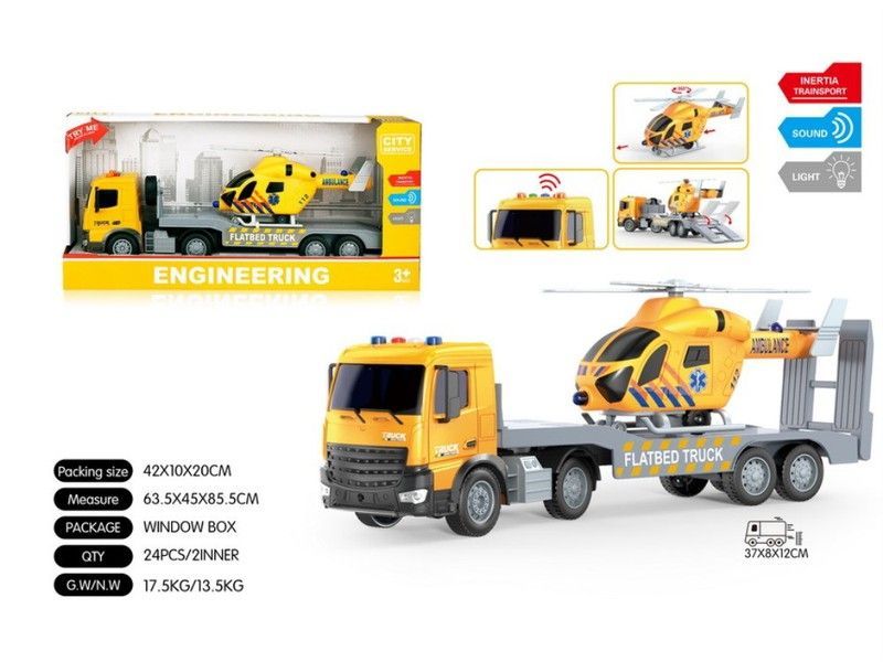 Camion Porta Helicoptero Friccion Esc 1:18