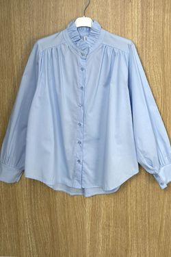 Camisa cuello mao celeste