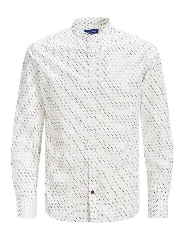 Camisa cuello mao con muestra geométrica Jack & Jones Cloud Dancer