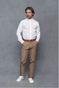 Camisa Cuello Mao Hombre blanco