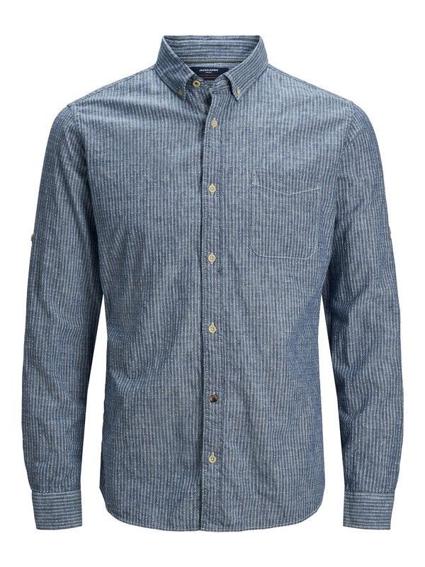Camisa de manga larga con rayas jaspeadas Jack & Jones Navy Blazer