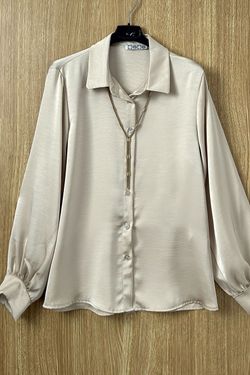 Camisa de raso beige