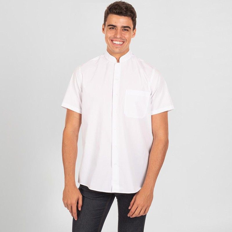 Camisa hombre manga corta cuello mao negro o blanco