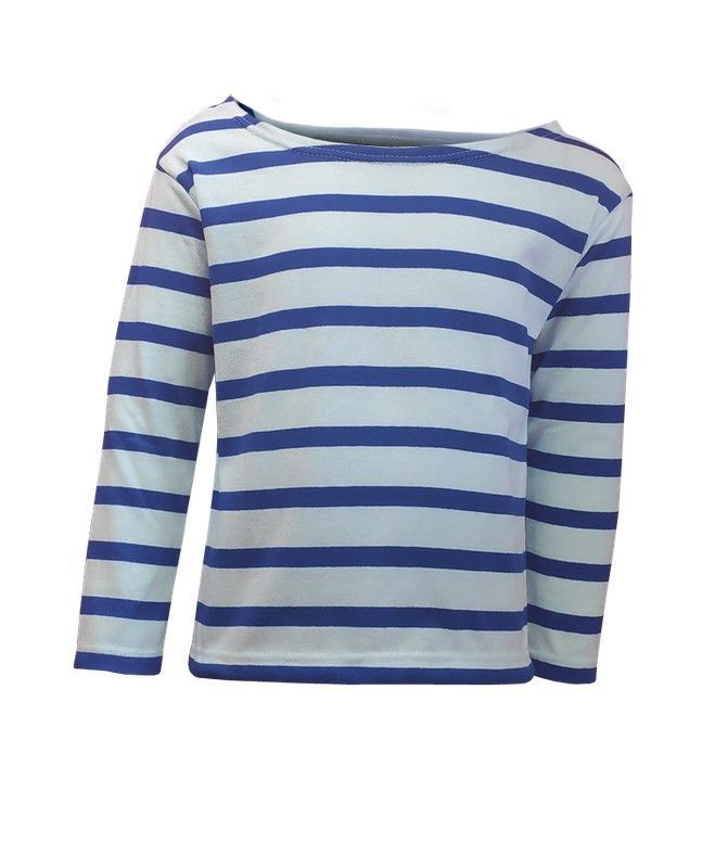 Camisa infantil de rayas de manga larga azul ultramar sobre blanco