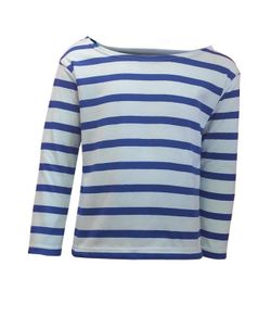 Camisa infantil de rayas de manga larga azul ultramar sobre blanco