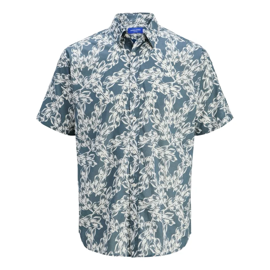 Camisa m/c con estampado hojas Jack & Jones Storm Grey