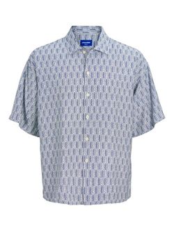 Camisa m/c oversize estampada monocolor Jack & Jones Ocean Turquoise