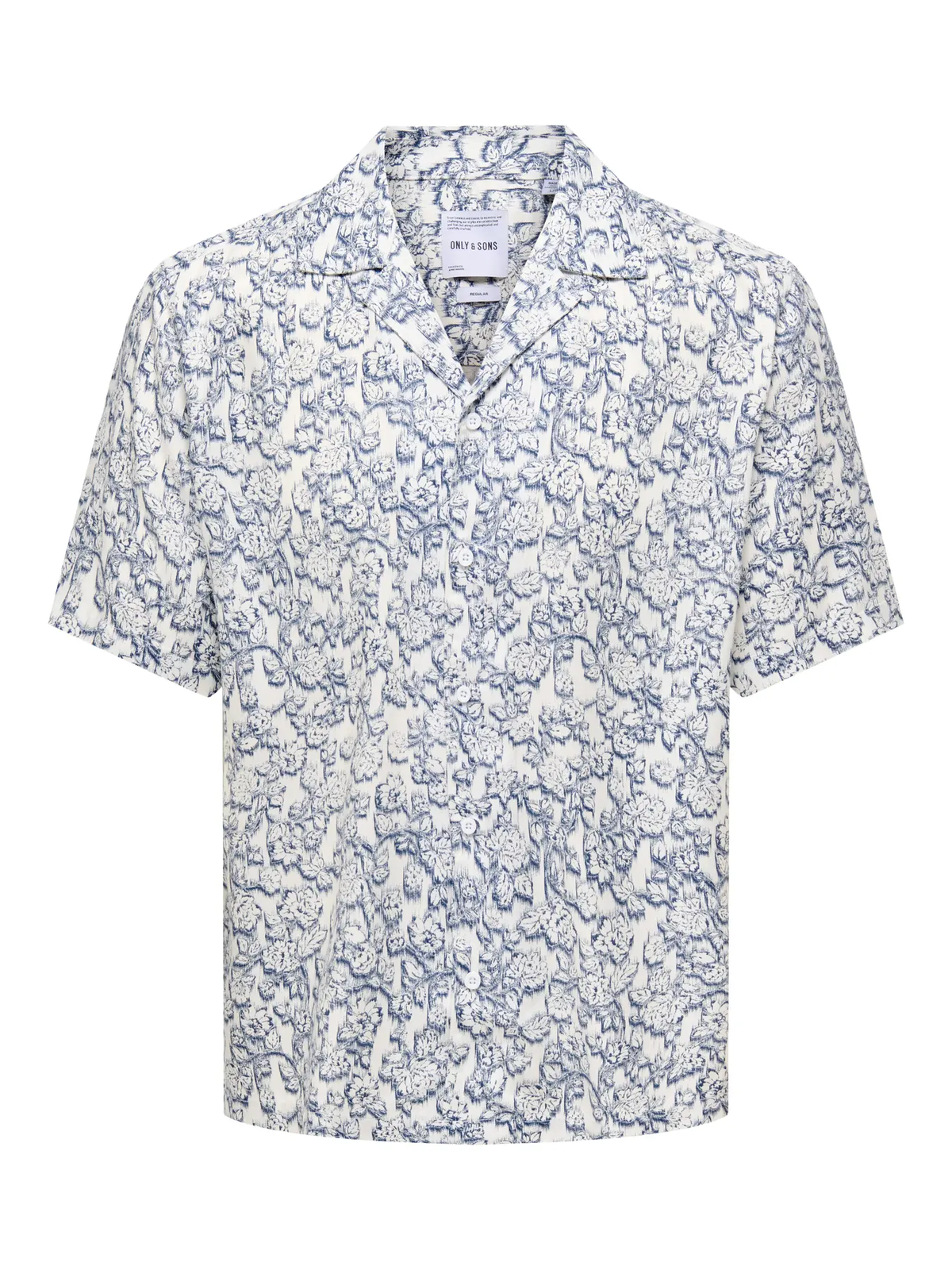 Camisa m/c resort con estampado flores monocolor Only & Sons Cloud Dancer