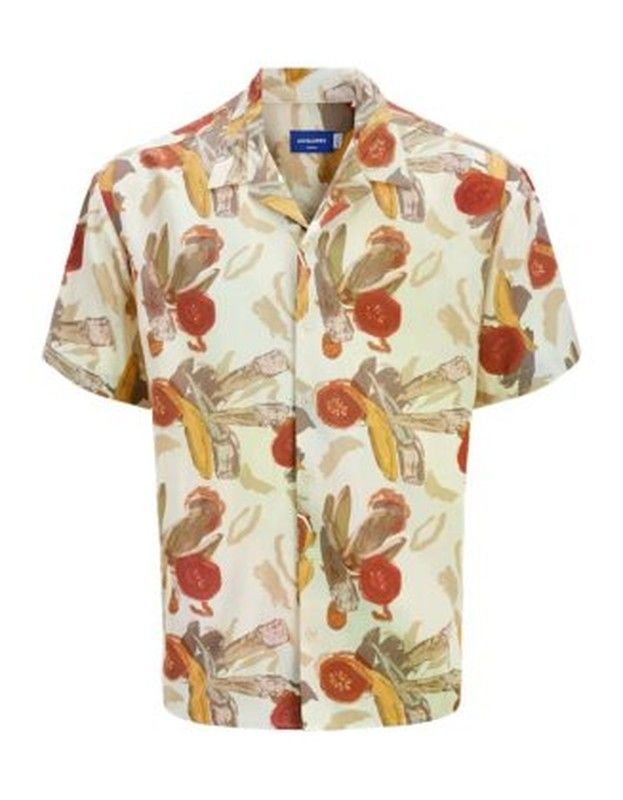 Camisa m/c viscosa con estampado floral Jack & Jones Antique White