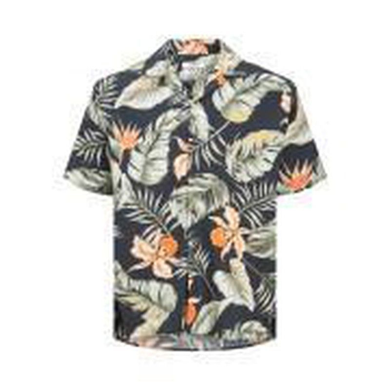 Camisa m/c viscosa con estampado tropical Jack & Jones Black