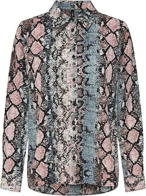 Camisa m/l con estampado animal print Only Ombre Blue