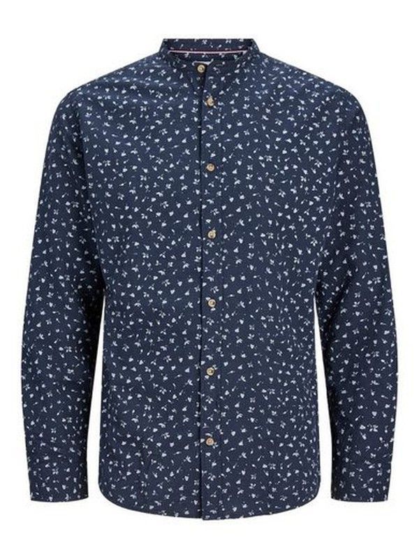 Camisa m/l con estampado hojas Jack & Jones Navy Blazer