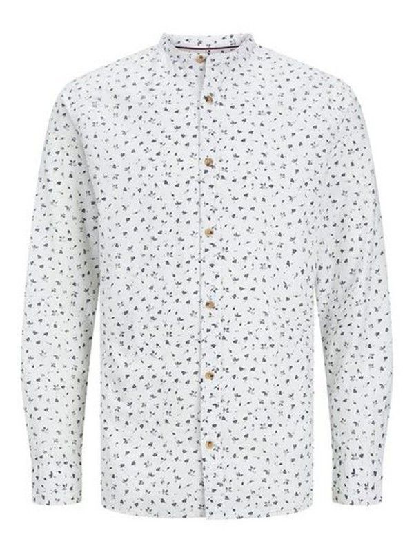 Camisa m/l con estampado hojas Jack & Jones White