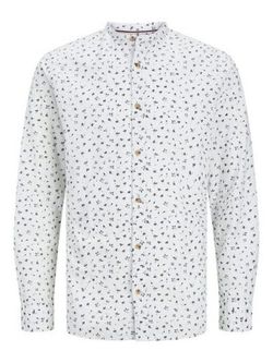 Camisa m/l con estampado hojas Jack & Jones White
