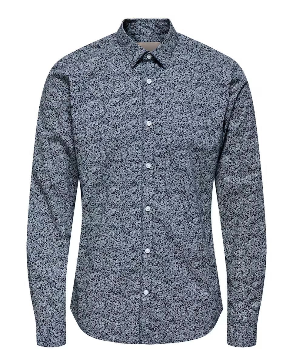 Camisa m/l con estampado monocolor Only & Sons Sky Captain