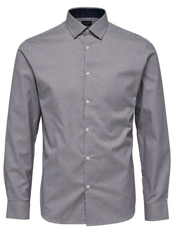 Camisa m/l con microcuadros Selected Bright White