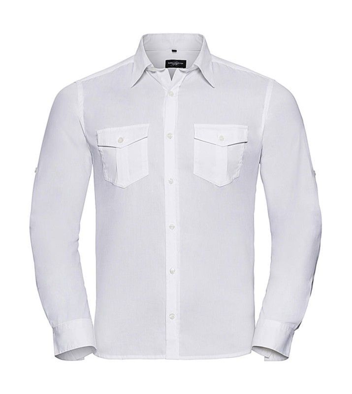 Camisa manga arremangada con bolsillos hombre