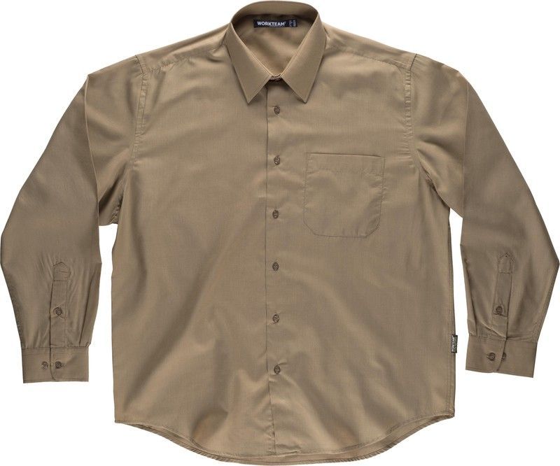 Camisa manga larga con un bolso de pecho Beige