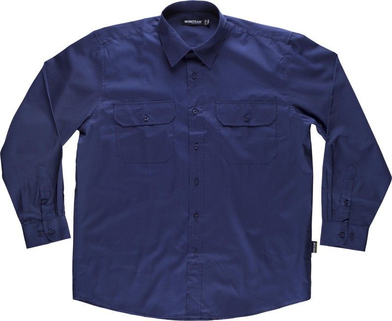 Camisa manga larga dos bolsos de pecho Marino