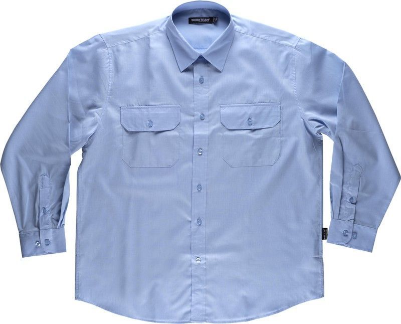 Camisa manga largados 2 bolsos Celeste