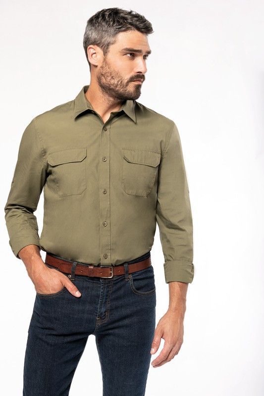 Camisa Safari Manga Larga Hombre