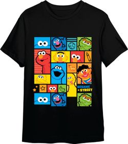 Camiseta Barrio Sesamo Personajes Negro T