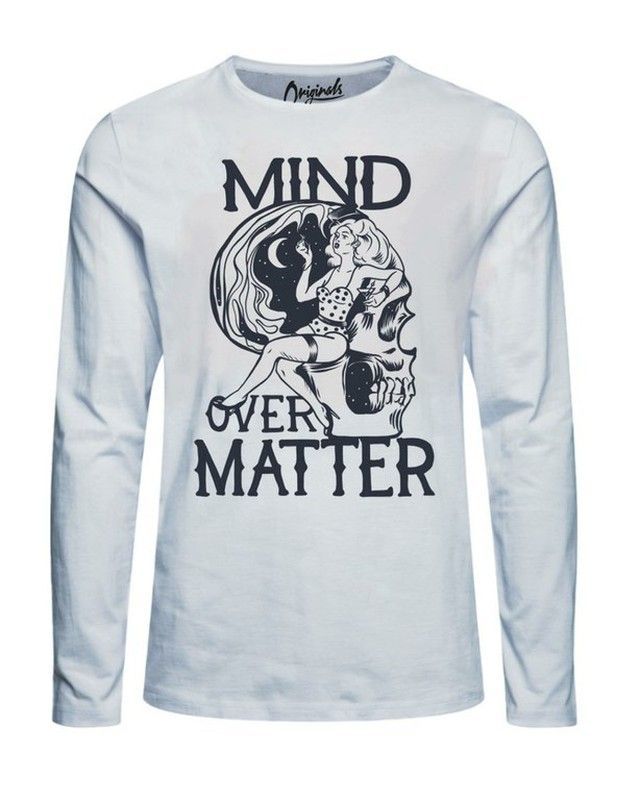 Camiseta básica de manga larga con dibujo Jack & Jones Cloud Dancer