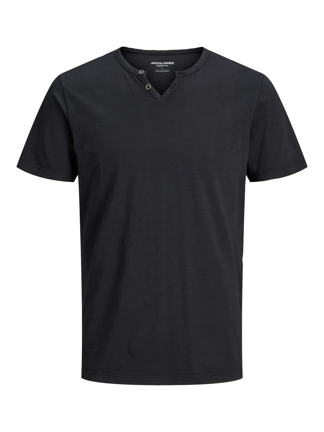 Camiseta básica lisa con cuello abierto Jack & Jones Black