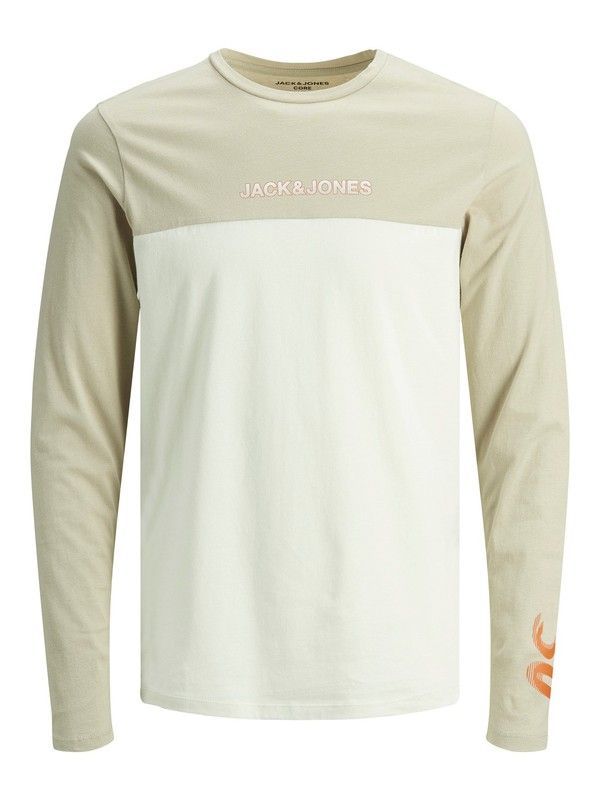 Camiseta combinada con print branding Jack & Jones Silver Birch