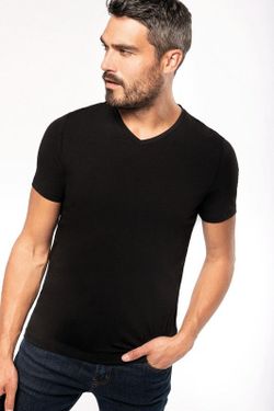 Camiseta Con Elastán Cuello De Pico Hombre