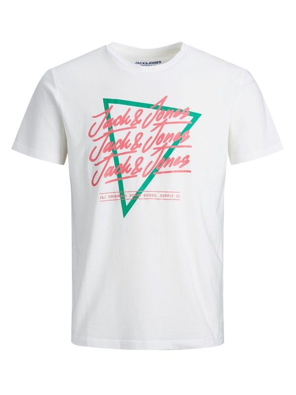 Camiseta con print engomado branding Jack & Jones Cloud Dancer