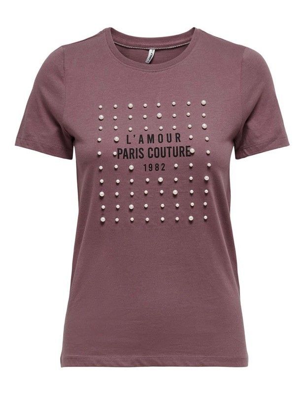 Camiseta con print & perlas Only Rose