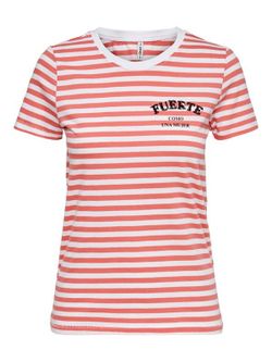 Camiseta con rayas y mensaje en el pecho Only Bright White