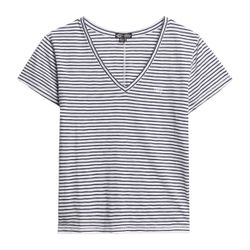 Camiseta de m/c de cuello pico rayas marineras Superdry Navy