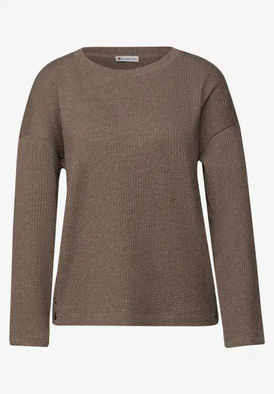 Camiseta de m/l de punto granulado Street One Brown