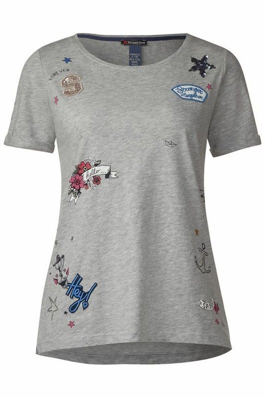 Camiseta de manga corta con escudos Street One Cyber Grey