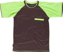 Camiseta de manga corta con mangas a contraste Marron / Verde Lima